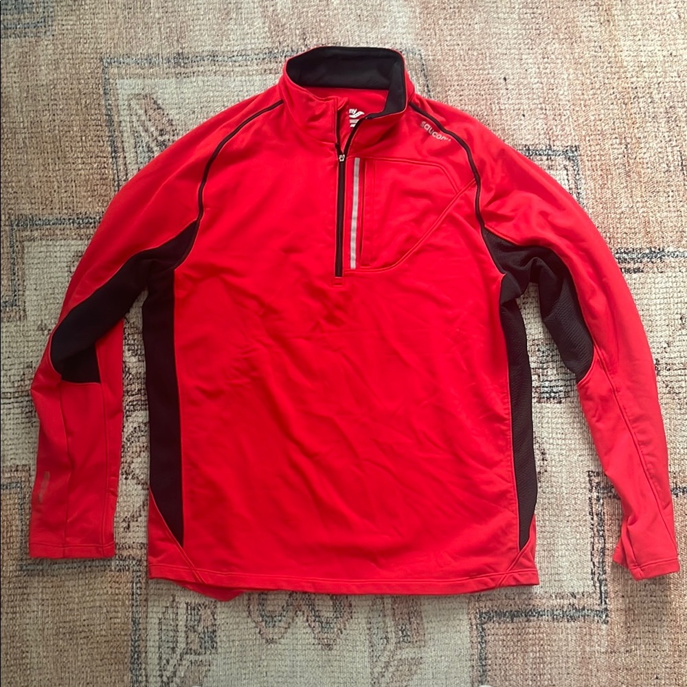 Men's Red and Black Quarter-Zip Jacket